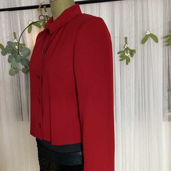 Vtg Pendleton red women‘s red blazer/jacket, shoulder pads, button down. Size 8 - Picture 5 of 14